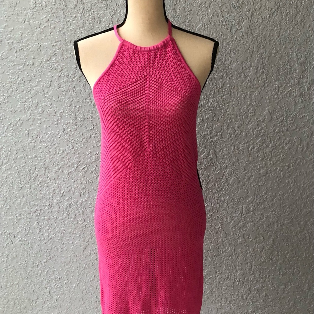 Express Pink Halter Sheath Midi Dress swim cover up